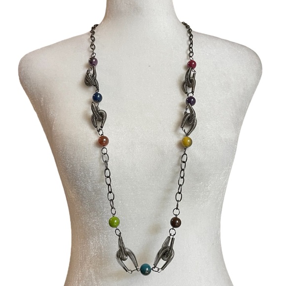 Unbranded Multicolor Bead and Metal Spring Long Necklace - Picture 1 of 6